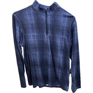 Bugatchi Sweater Mens Medium Blue 8 Way Stretch Ooohcotton Tech Quarter Zip Golf
